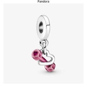Pandora Dumbbell & Heart Dangle Charm